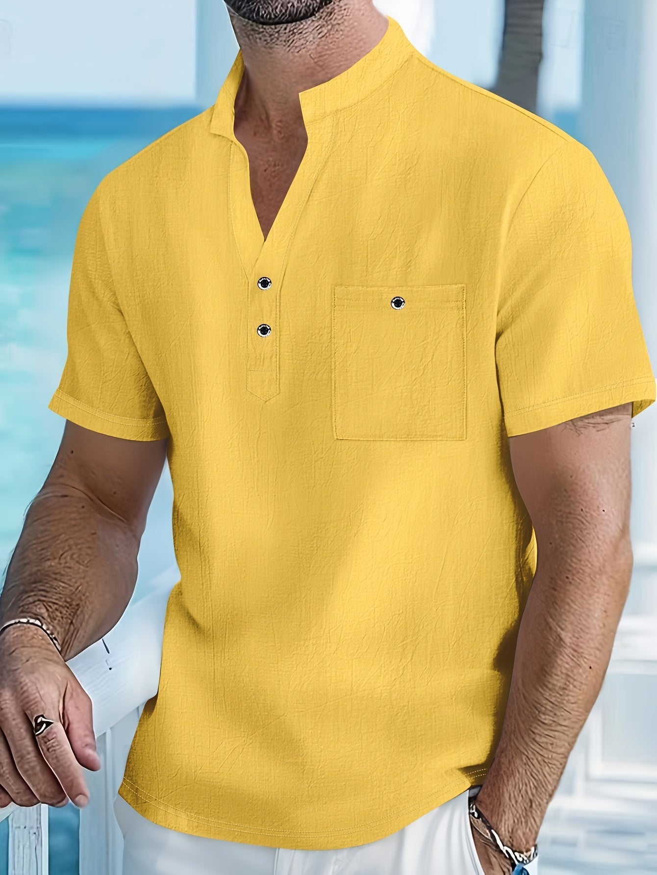 CONOR™™ | Men's Linen Henley Shirt