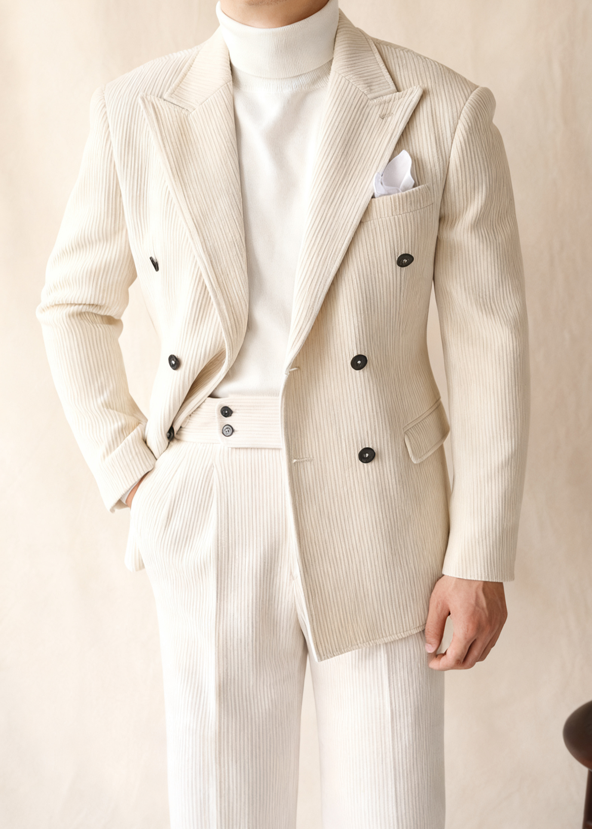 CONOR™ | Naples Men’s Double-Breasted Corduroy Suit Jacket