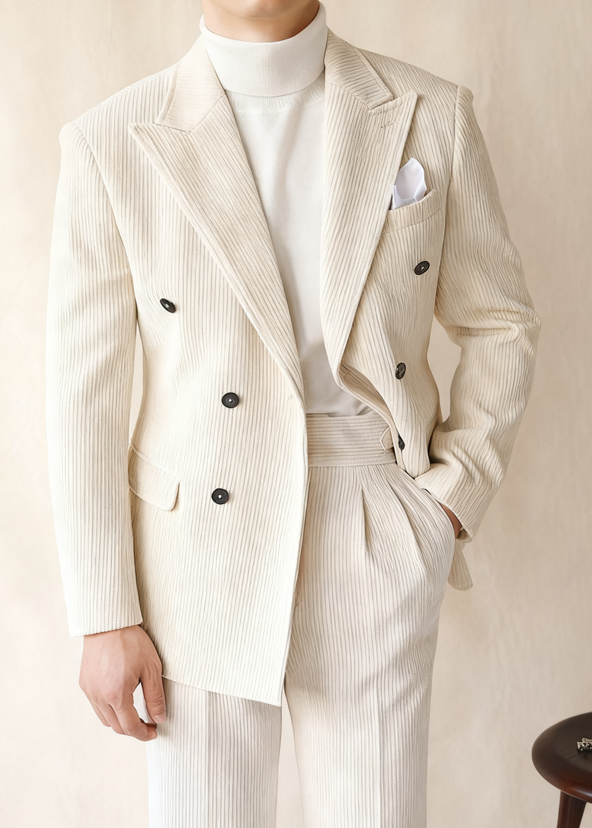 CONOR™ | Naples Men’s Double-Breasted Corduroy Suit Jacket