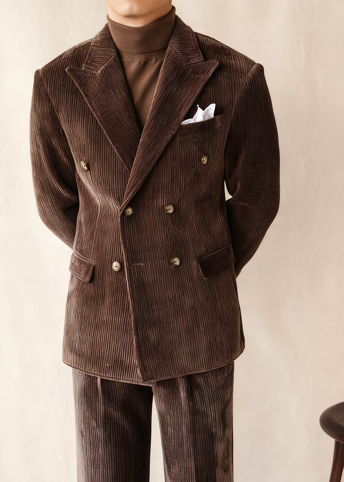 CONOR™ | Naples Men’s Double-Breasted Corduroy Suit Jacket