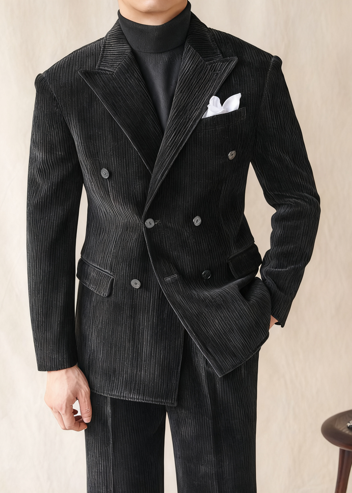 CONOR™ | Naples Men’s Double-Breasted Corduroy Suit Jacket