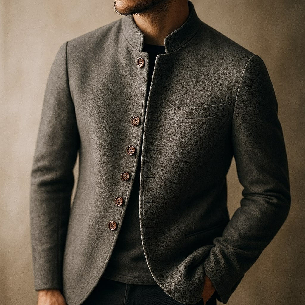 CONOR™ | WOOL JACKET WITH STRAIGHT COLLAR