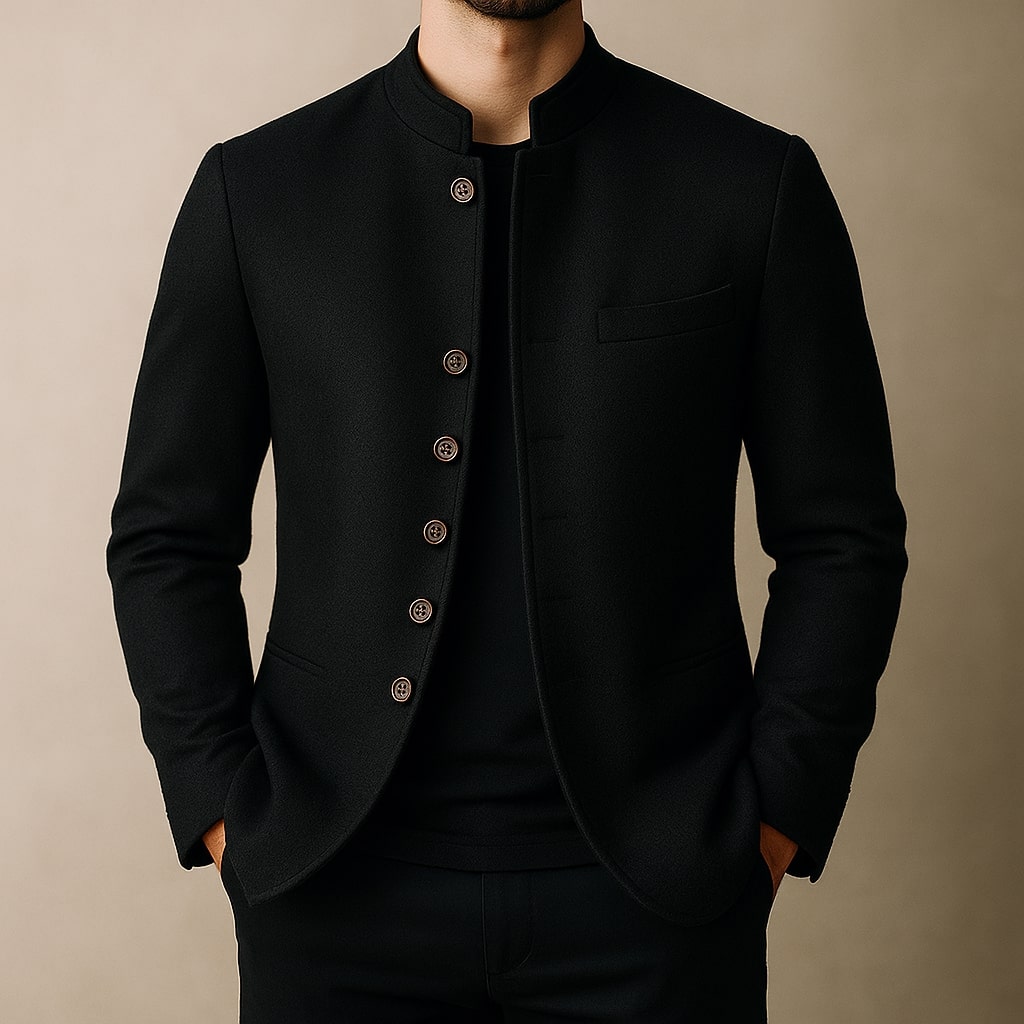 CONOR™ | WOOL JACKET WITH STRAIGHT COLLAR