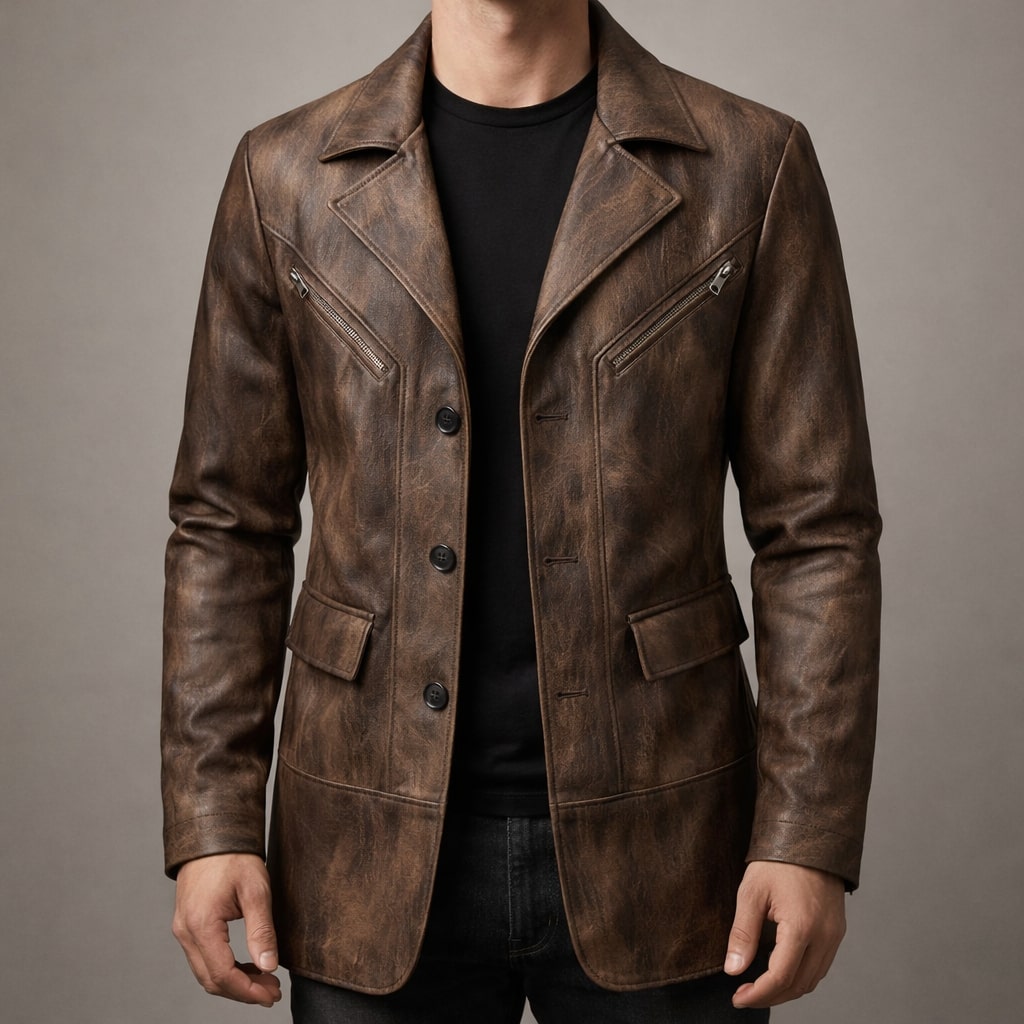 CONOR™™ | Men's Structured Leather Panel Coat