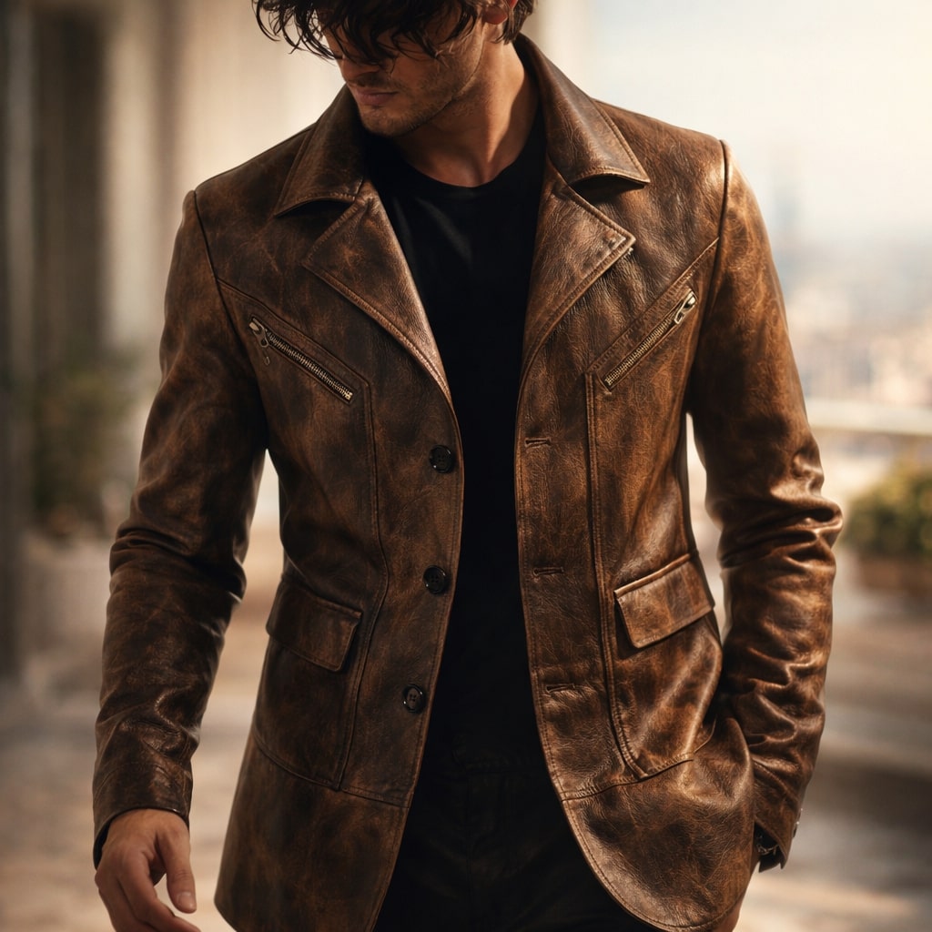 CONOR™™ | Men's Structured Leather Panel Coat