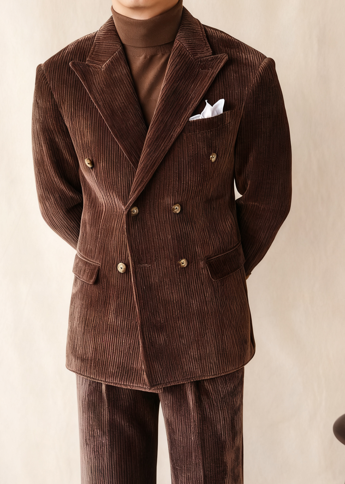 CONOR™ | Naples Men’s Double-Breasted Corduroy Suit Jacket
