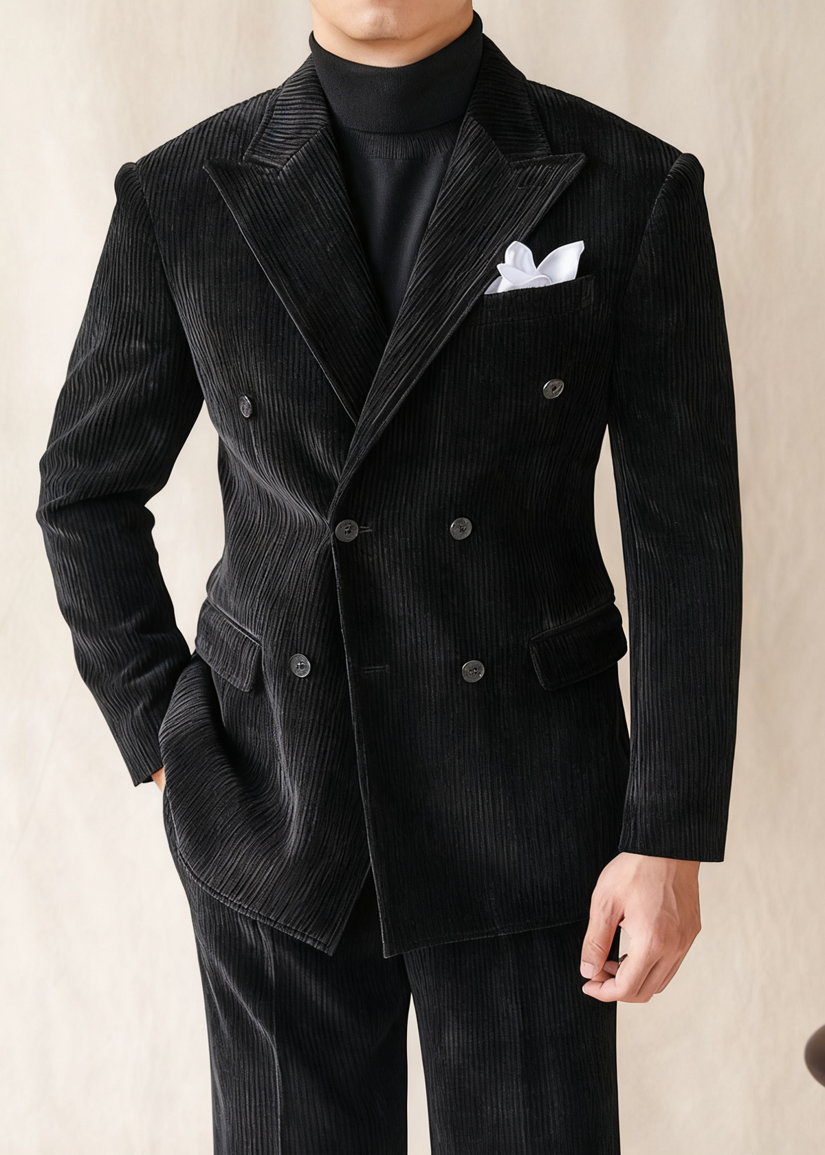 CONOR™ | Naples Men’s Double-Breasted Corduroy Suit Jacket