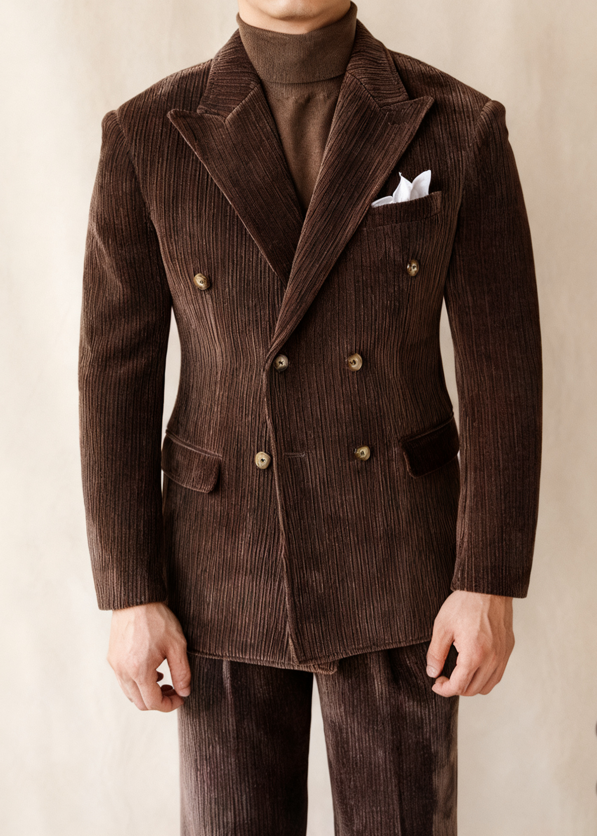 CONOR™ | Naples Men’s Double-Breasted Corduroy Suit Jacket
