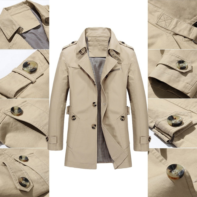 CONOR™ | Men's Long Button-Front Trench Coat