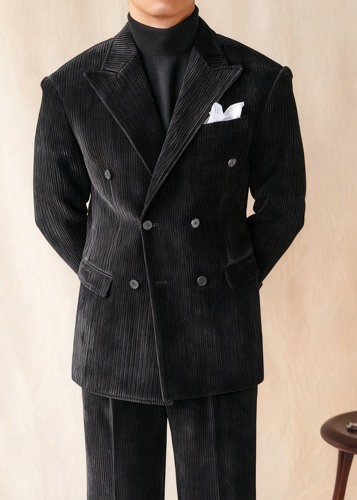 CONOR™ | Naples Men’s Double-Breasted Corduroy Suit Jacket