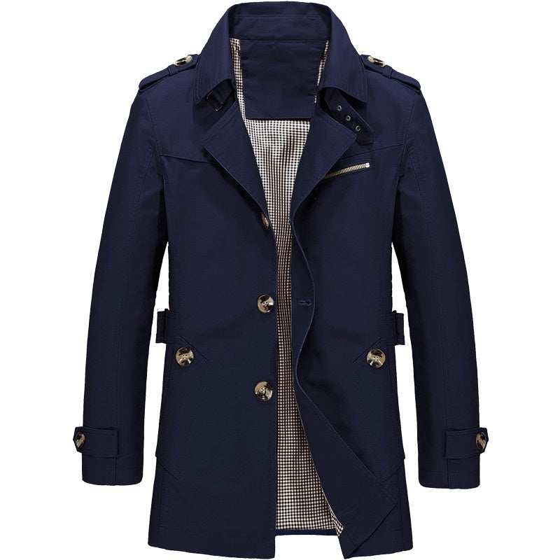 CONOR™ | Men's Long Button-Front Trench Coat
