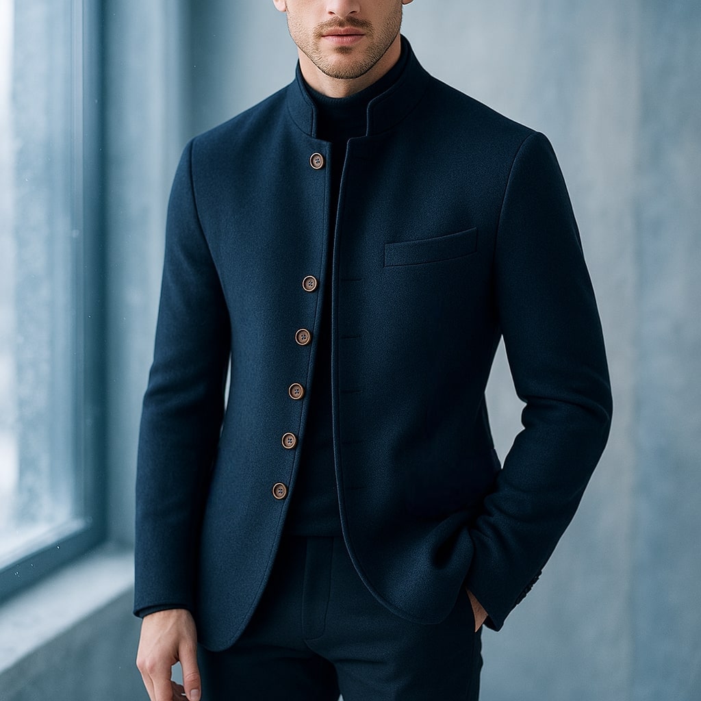 CONOR™ | WOOL JACKET WITH STRAIGHT COLLAR