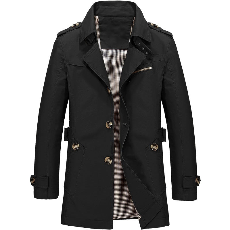 CONOR™ | Men's Long Button-Front Trench Coat