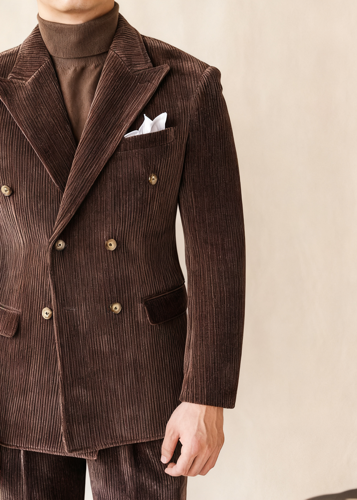 CONOR™ | Naples Men’s Double-Breasted Corduroy Suit Jacket