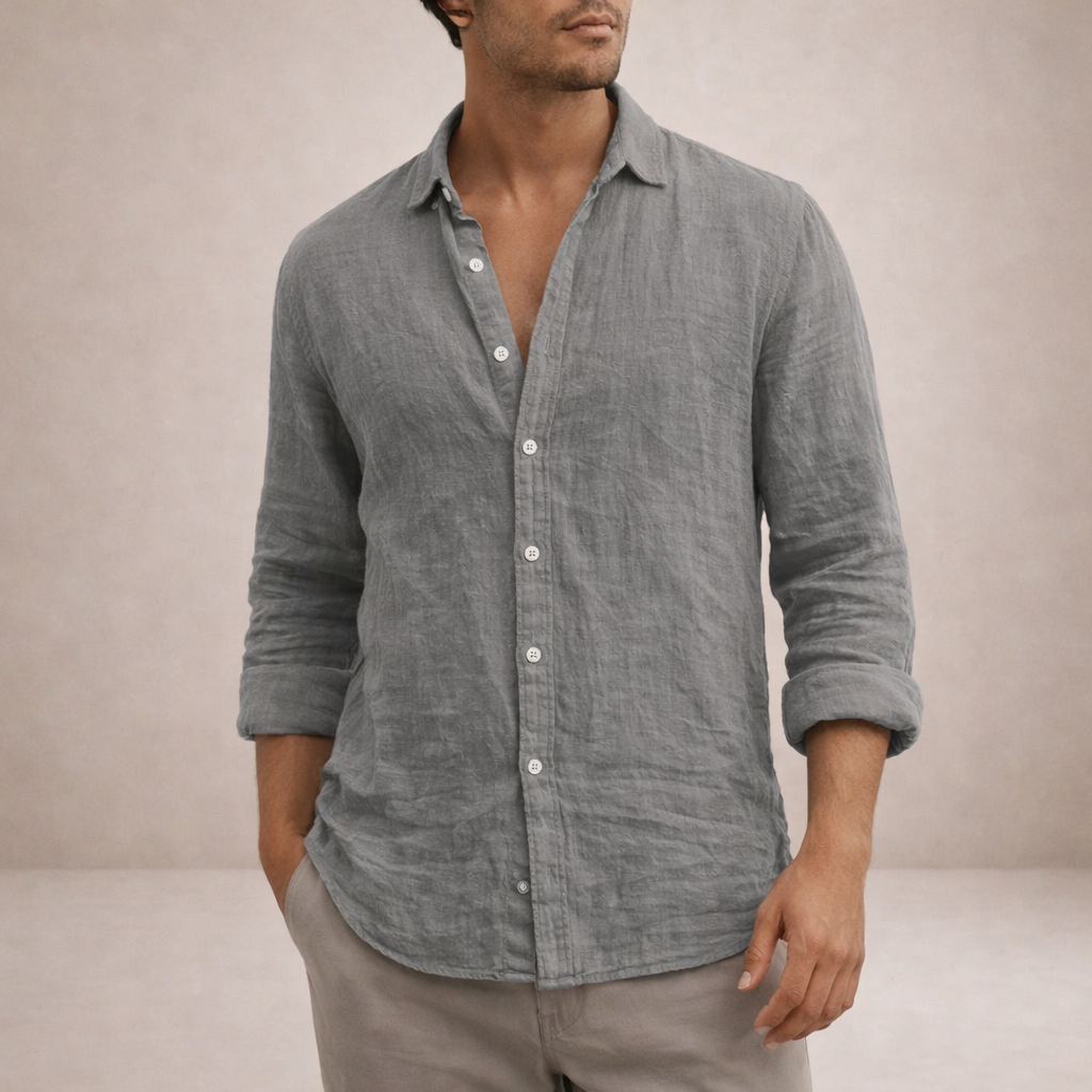 CONOR™™ | Open-Collar Linen Shirt