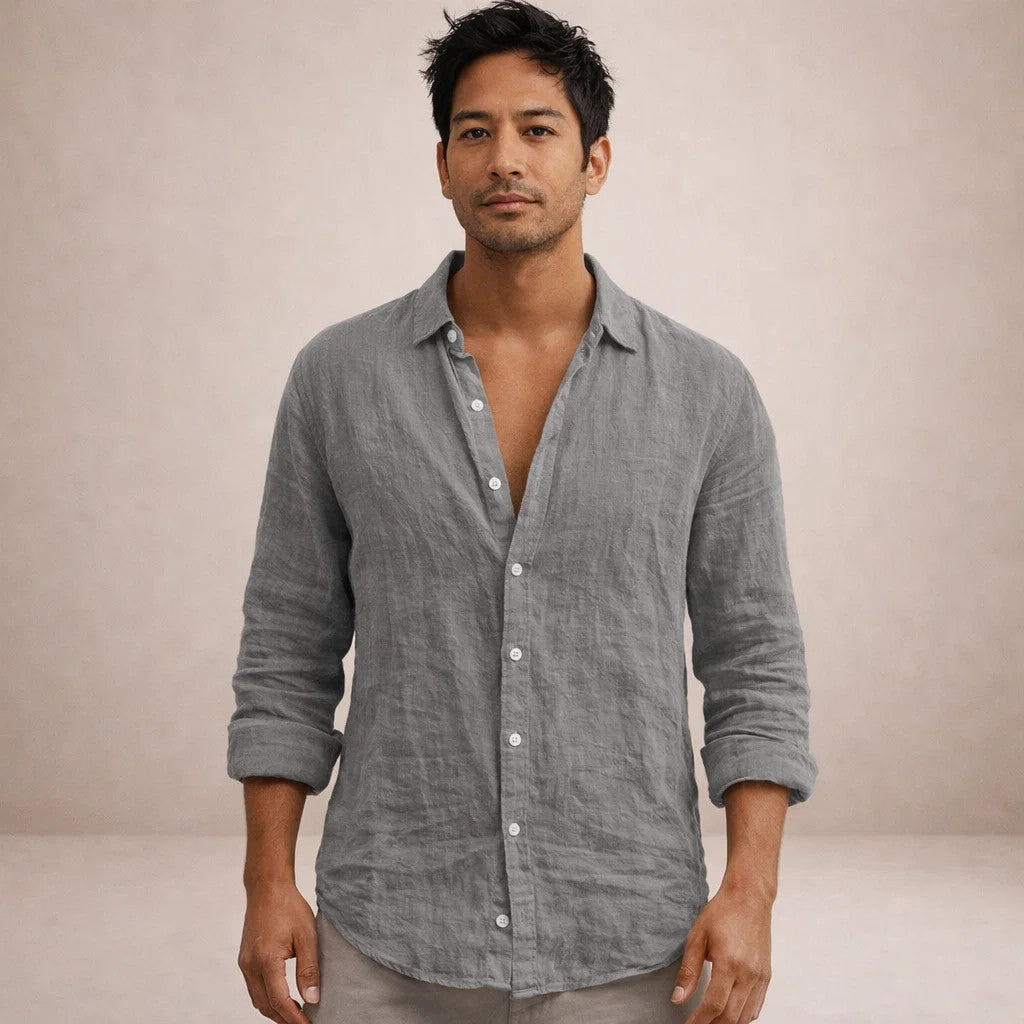 CONOR™™ | Open-Collar Linen Shirt