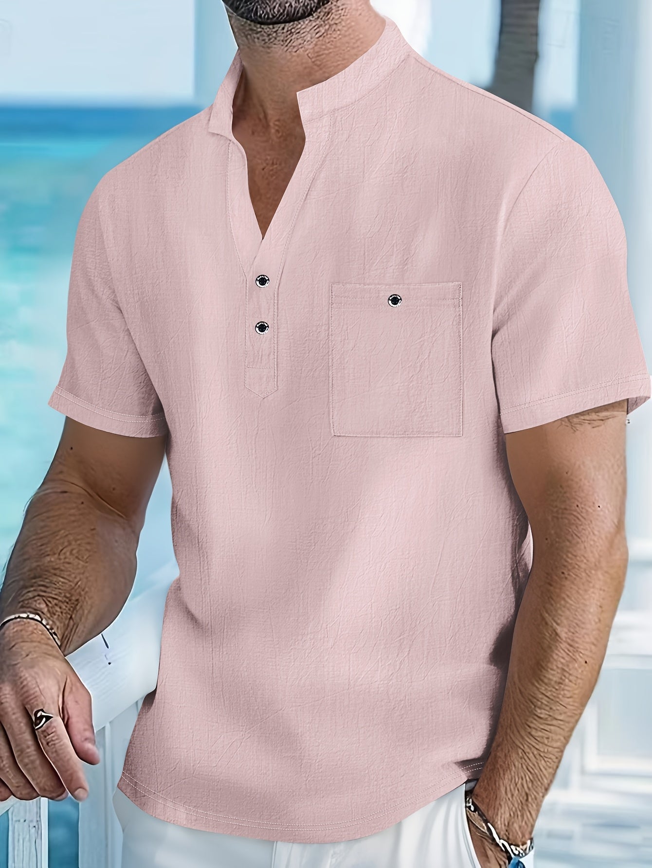 CONOR™™ | Men's Linen Henley Shirt