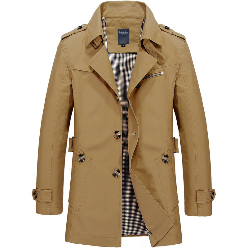 CONOR™ | Men's Long Button-Front Trench Coat