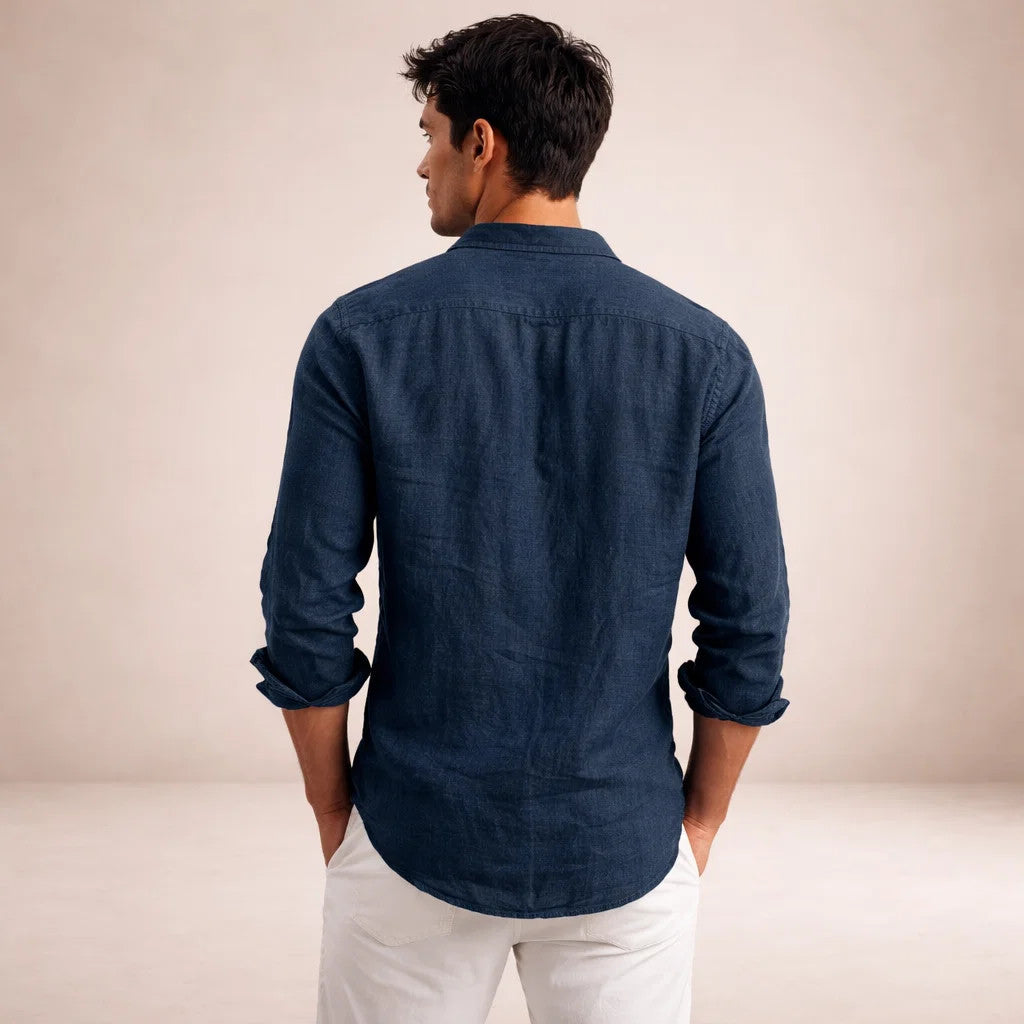 CONOR™™ | Open-Collar Linen Shirt