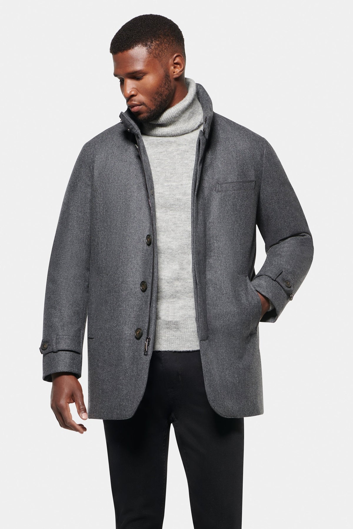 CONOR™ | Slim Hooded Stretch Car Coat, Charcoal
