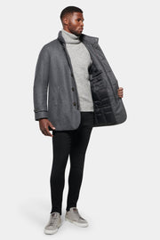 CONOR™ | Slim Hooded Stretch Car Coat, Charcoal
