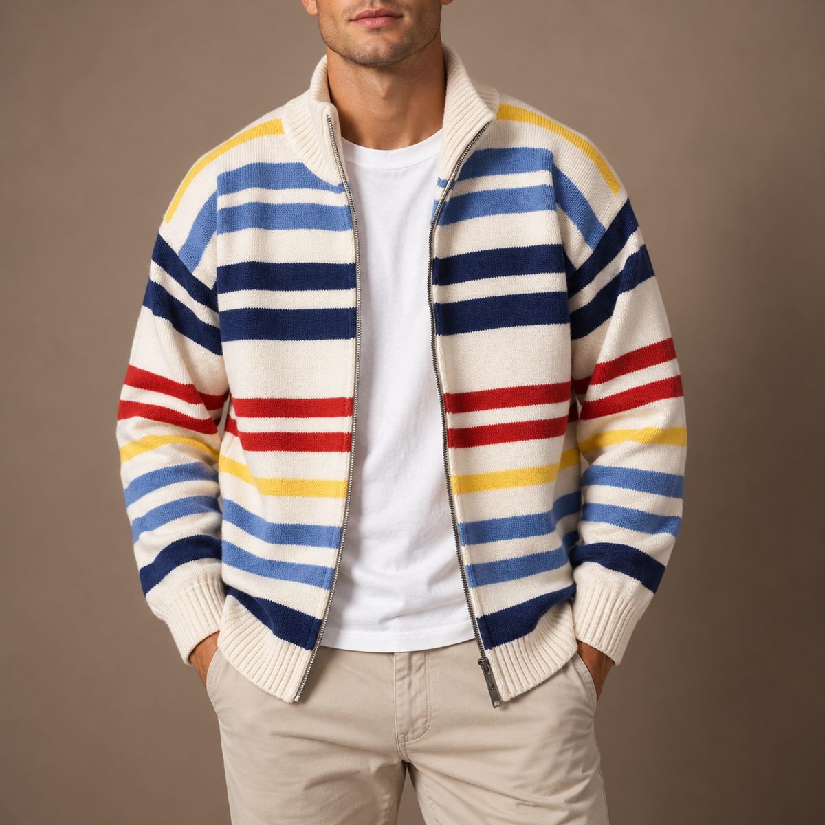 CONOR™ | Emmett Striped Zip Cardigan