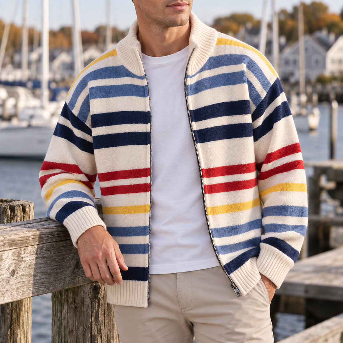 CONOR™ | Emmett Striped Zip Cardigan