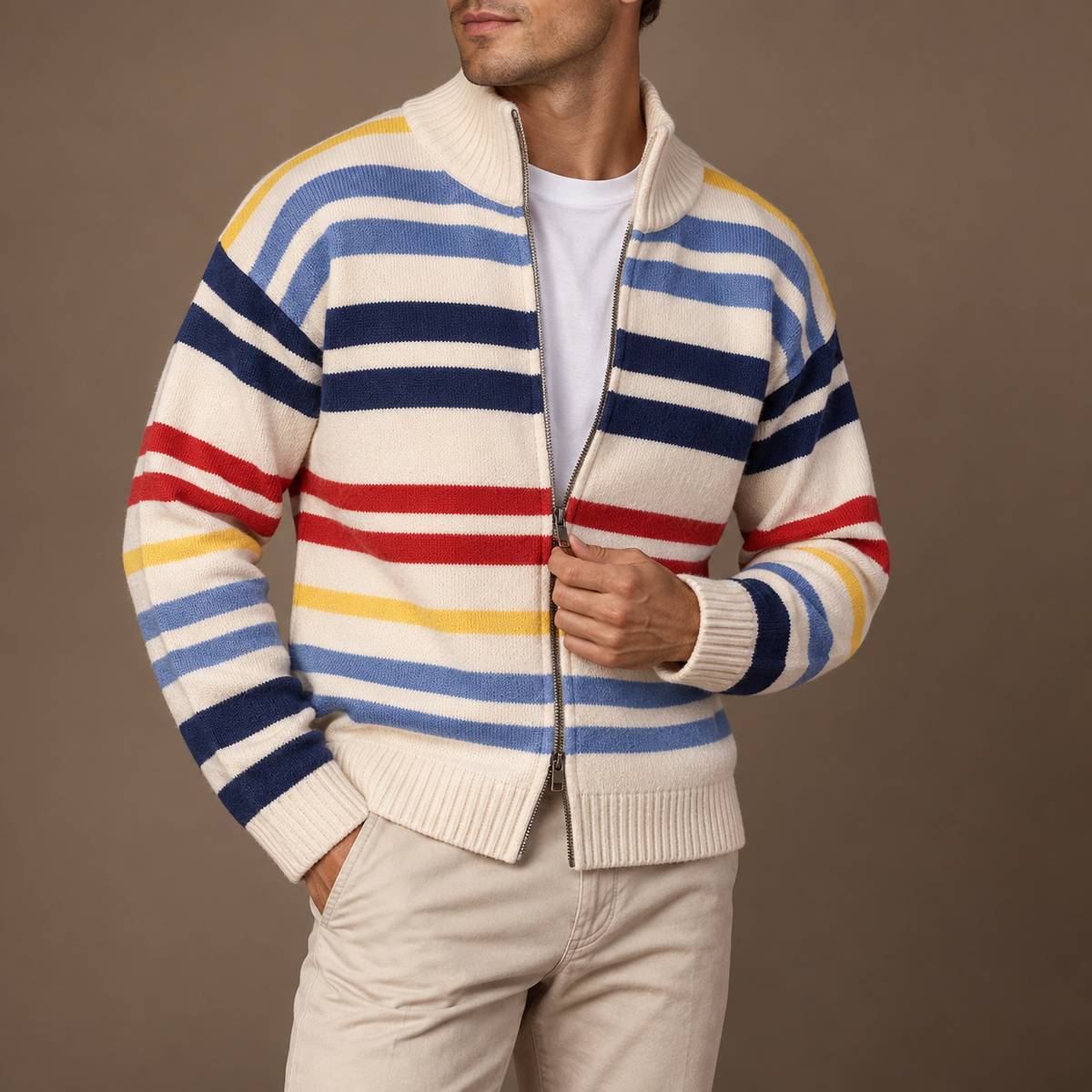 CONOR™ | Emmett Striped Zip Cardigan