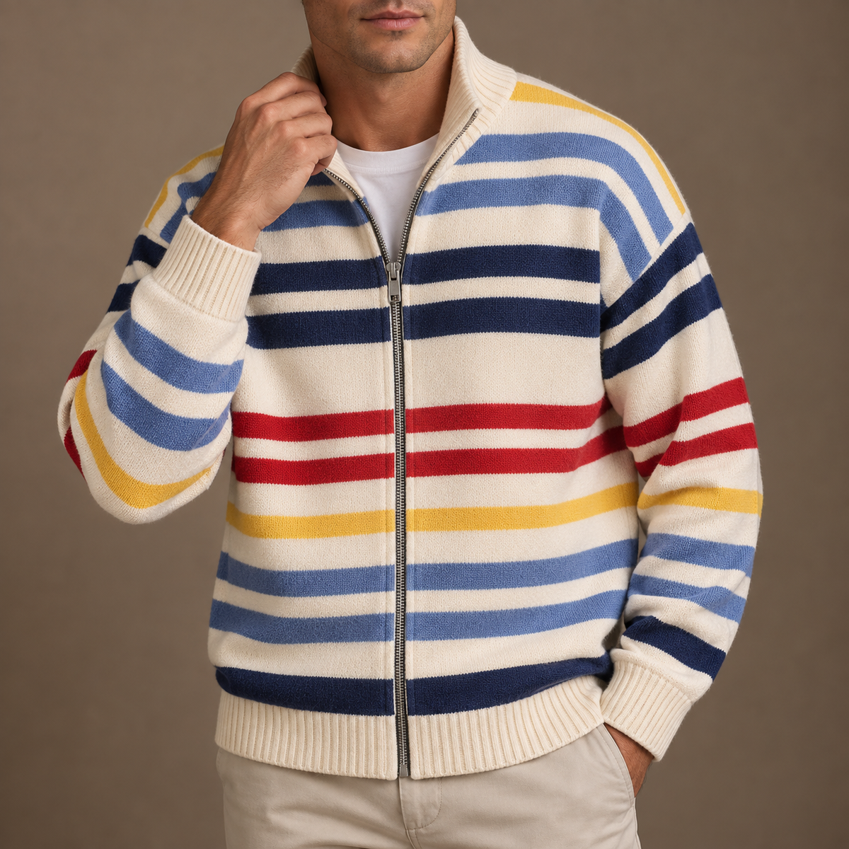 CONOR™ | Emmett Striped Zip Cardigan