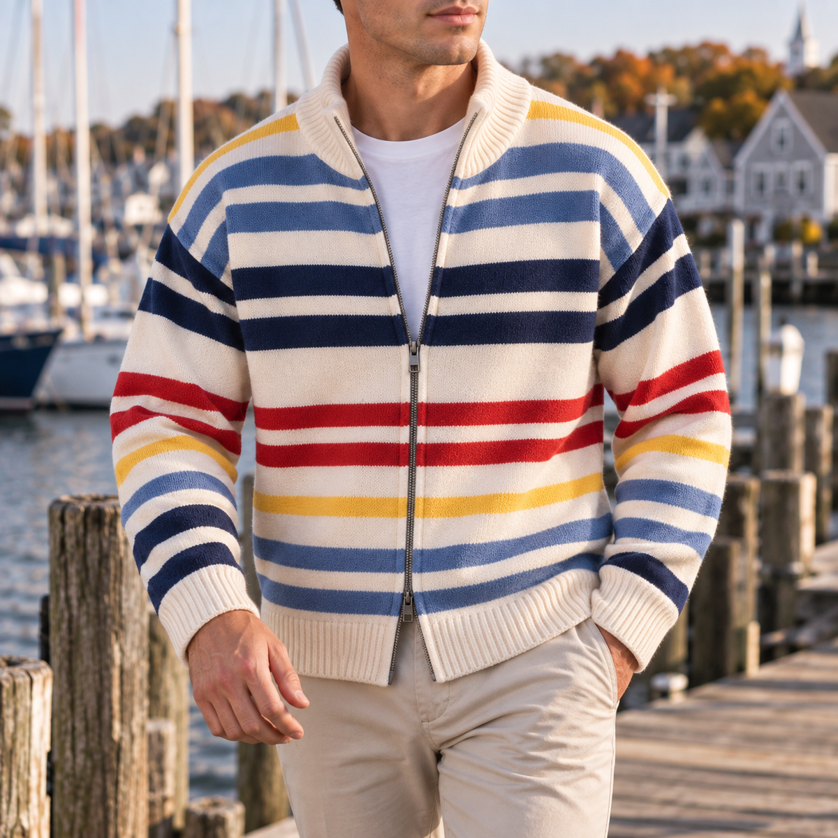 CONOR™ | Emmett Striped Zip Cardigan