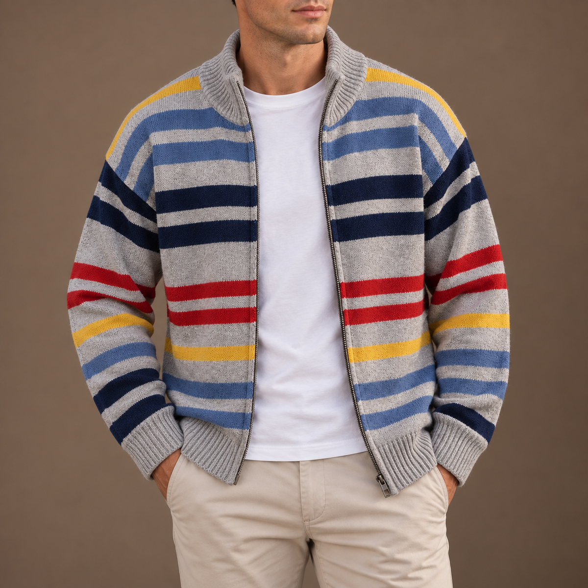 CONOR™ | Emmett Striped Zip Cardigan