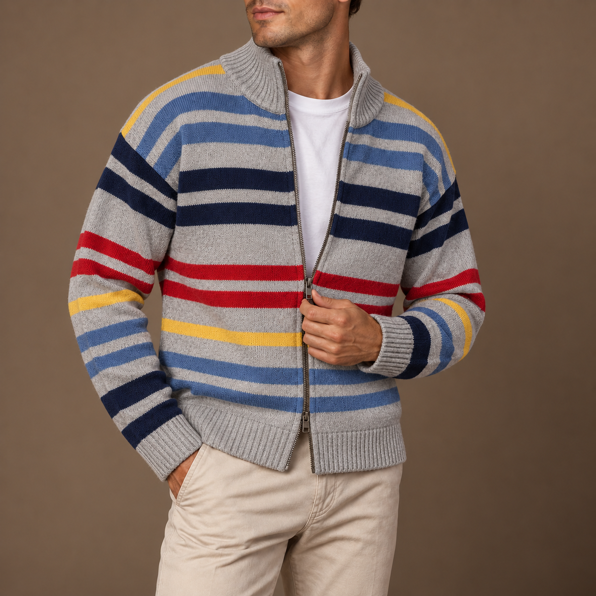 CONOR™ | Emmett Striped Zip Cardigan