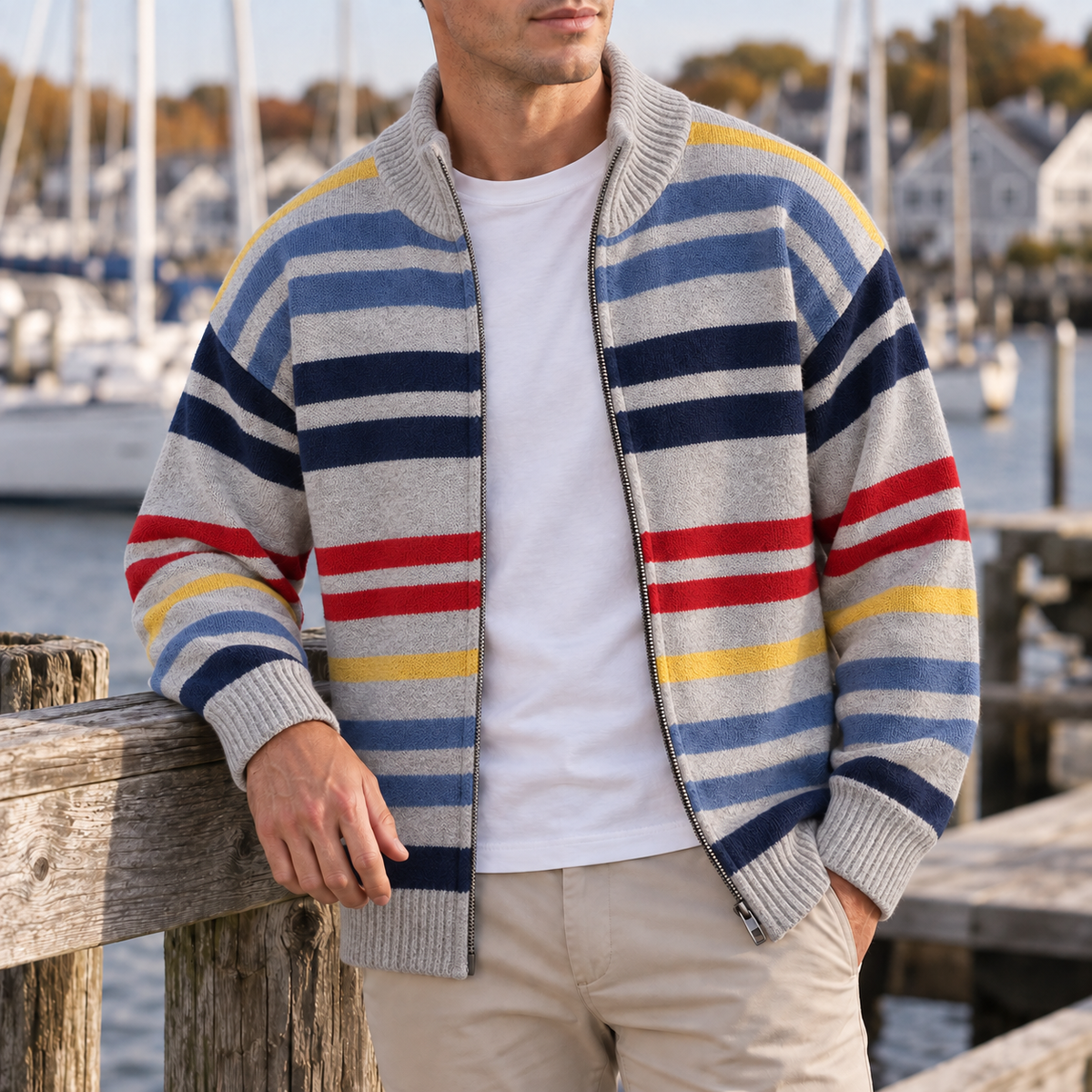 CONOR™ | Emmett Striped Zip Cardigan