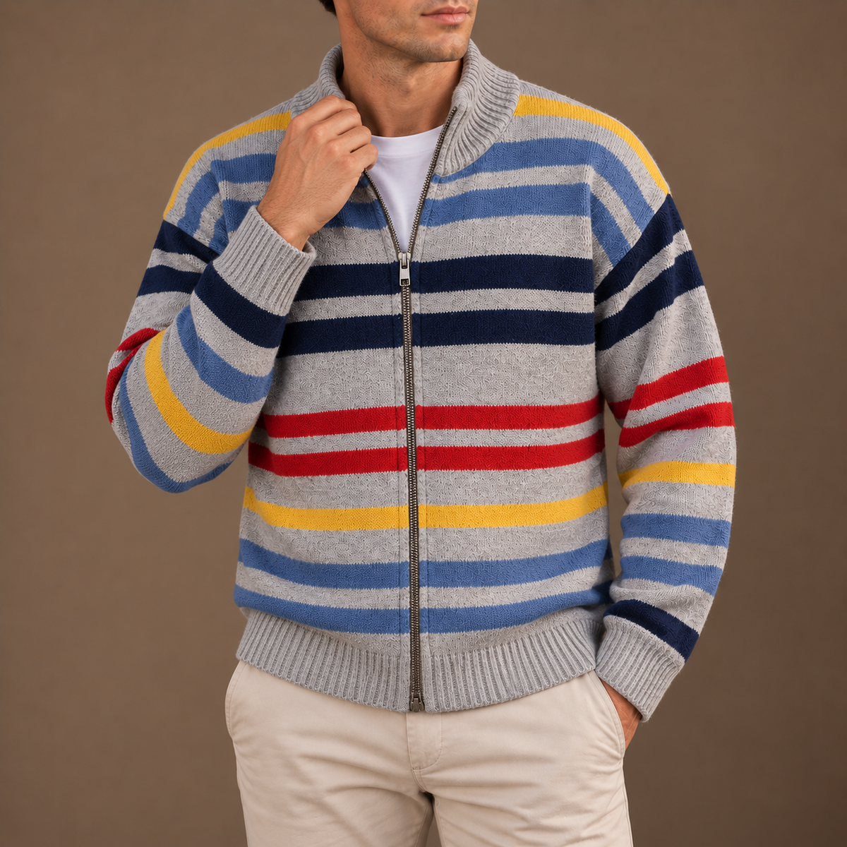 CONOR™ | Emmett Striped Zip Cardigan
