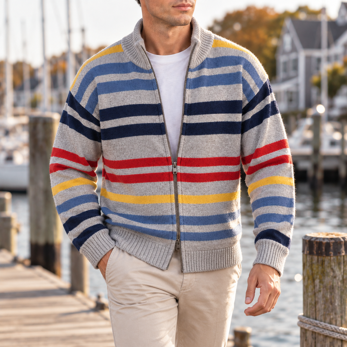CONOR™ | Emmett Striped Zip Cardigan