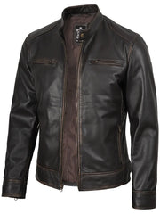 CONOR™ | Men’s Rub-Off Dark Brown Leather Jacket