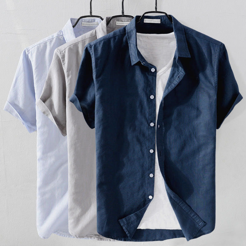 CONOR™™ | Men's Linen-Cotton Short-Sleeve Shirt