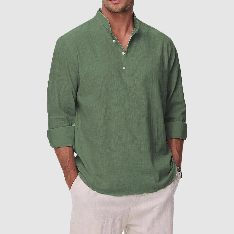 CONOR™™ | Men's Cotton-Linen Henley Shirt