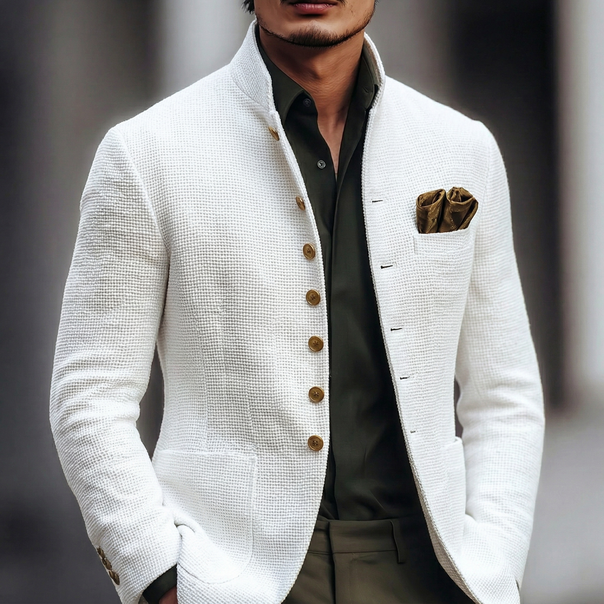 CONOR™| Men's Gold-Button Knit Blazer