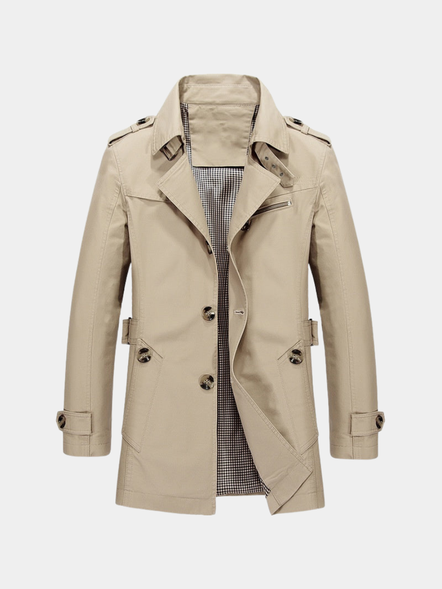 CONOR™ | Men's Long Button-Front Trench Coat