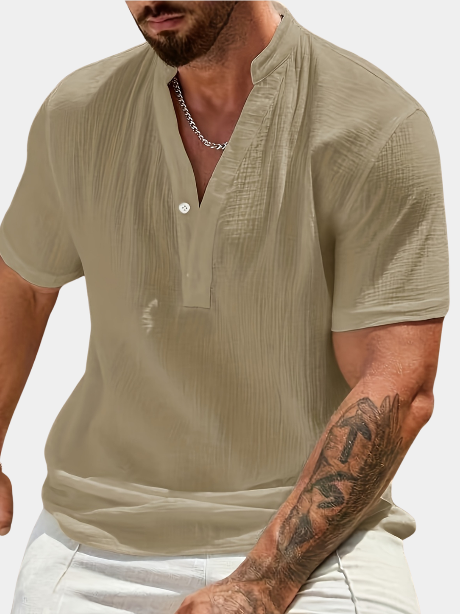 CONOR™™ | Men's Linen V-Neck Shirt