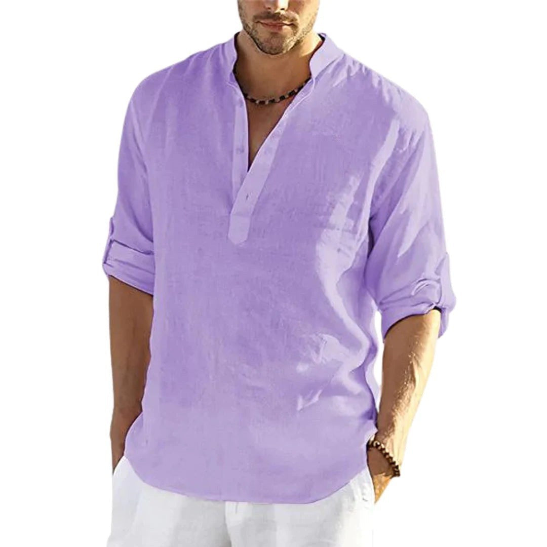 CONOR™™ | Men's Cotton-Linen Popover Shirt