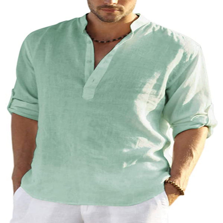 CONOR™™ | Men's Cotton-Linen Popover Shirt