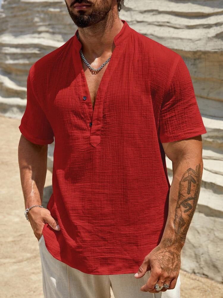 CONOR™™ | Men's Linen V-Neck Shirt