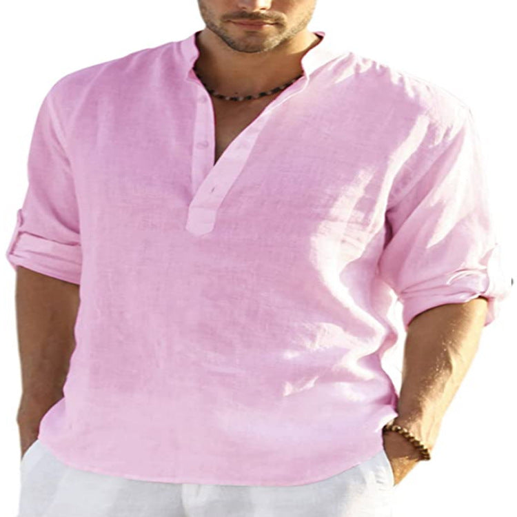 CONOR™™ | Men's Cotton-Linen Popover Shirt