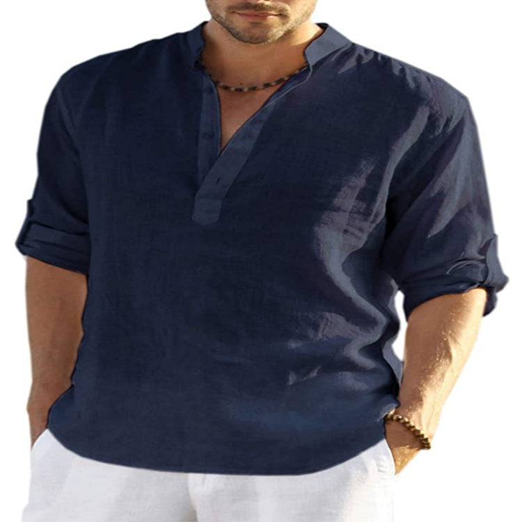 CONOR™™ | Men's Cotton-Linen Popover Shirt