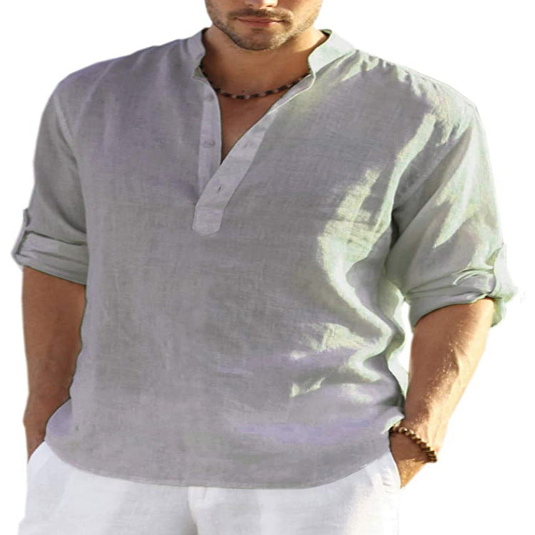 CONOR™™ | Men's Cotton-Linen Popover Shirt