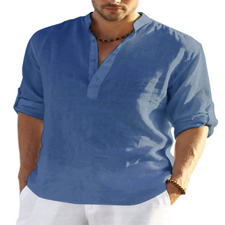 CONOR™™ | Men's Cotton-Linen Popover Shirt