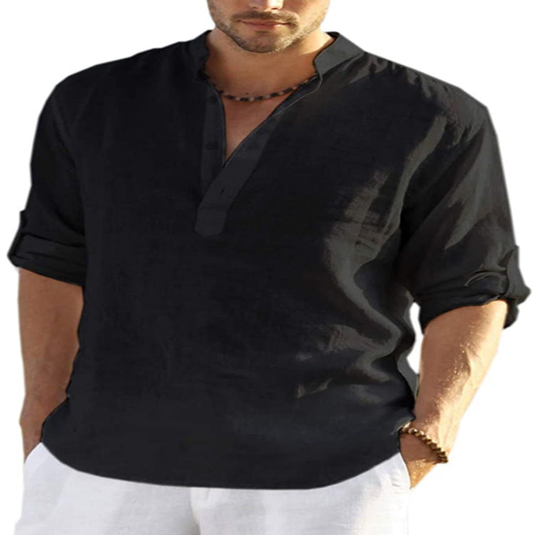 CONOR™™ | Men's Cotton-Linen Popover Shirt
