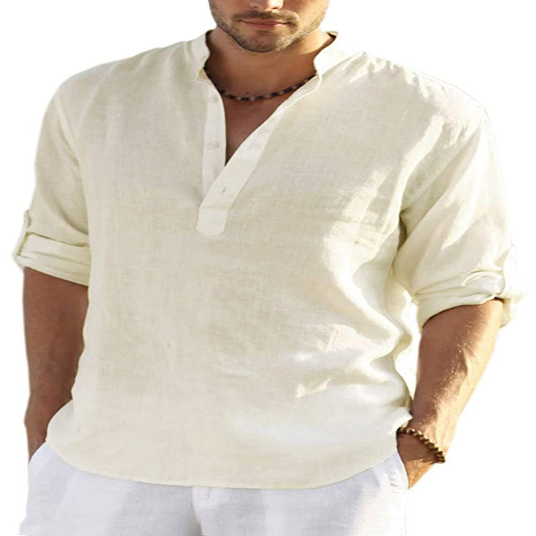 CONOR™™ | Men's Cotton-Linen Popover Shirt